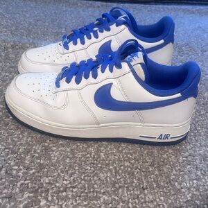 Nike Air Force White and Blue Sneakers